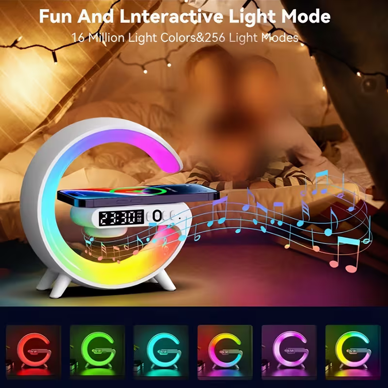 Wireless speaker with mobile phone charger; Creative ambient light night light; multi-functional music speaker suitable for teenagers and adults; bedroom bedside sound gift