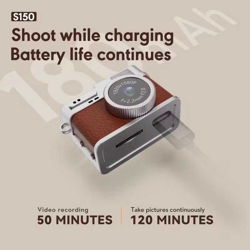 Mini camera retro version, wearable mini camera - 1080P high-definition video, 0.96-inch IPS screen, LED fill light, 17.5-gram ultra-light portable, suitable for Vlog shooting and travel, small pocket-sized photo recorder with 32GB card - small compact mi