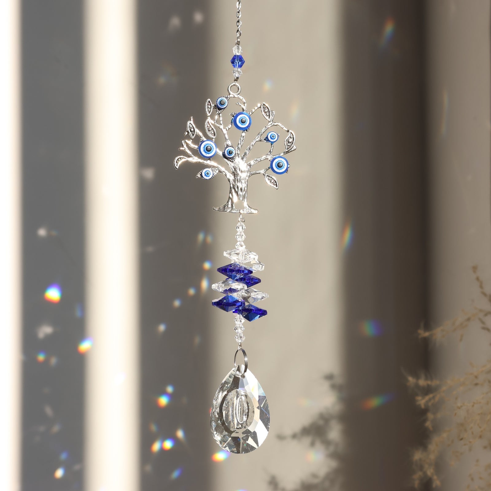 3pc Evil Eye Crystal Sun Capture Pendant Suitable for Home Window Decoration and Garden Hanging Decoration