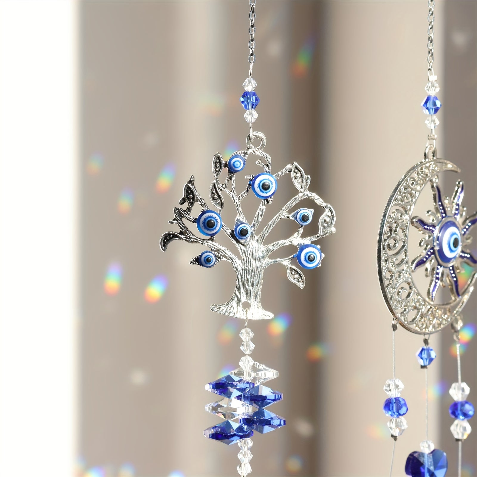 3pc Evil Eye Crystal Sun Capture Pendant Suitable for Home Window Decoration and Garden Hanging Decoration