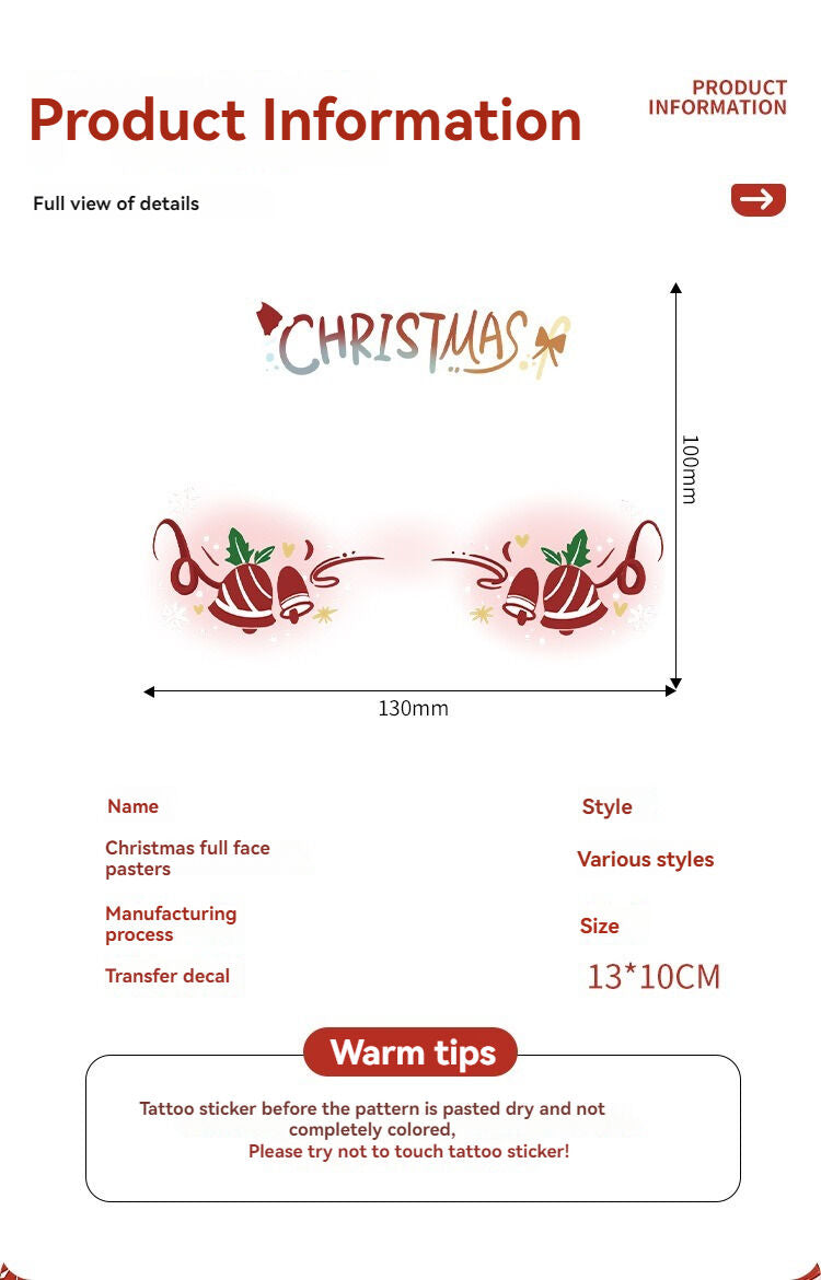 Christmas makeup face stickers, waterproof and sweat-proof face stickers, temporary makeup party stickers, embossed freckle stickers, cute face stickers 20 pieces