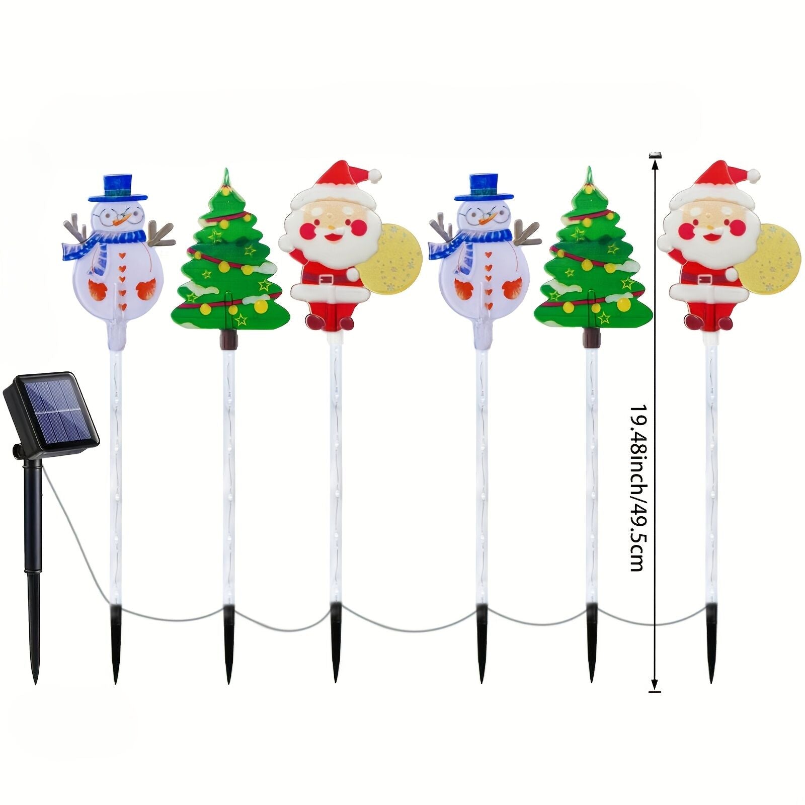 6-piece solar outdoor/indoor Christmas light strip with automatic switch function - solar lawn decoration, including ground stand, suitable for garden, courtyard, home - energy-saving LED brightness, no wiring required, holiday lighting, windproof and wat