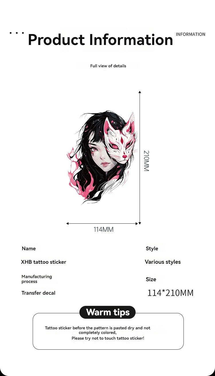 4PCS Half Arm Tattoo Sticker Resin Anime Colorful Waterproof One-time Tattoo Sticker
