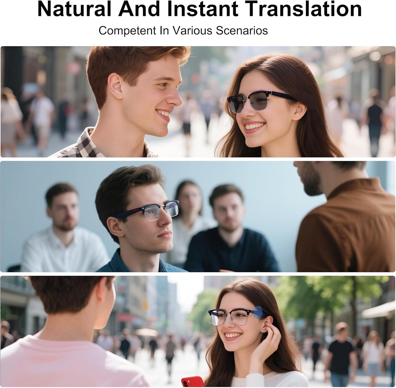 AI Smart Translation Glasses: 110+ Languages, Photochromic Lenses, Bluetooth – Ideal for Travel, Business & Daily Use(black)
