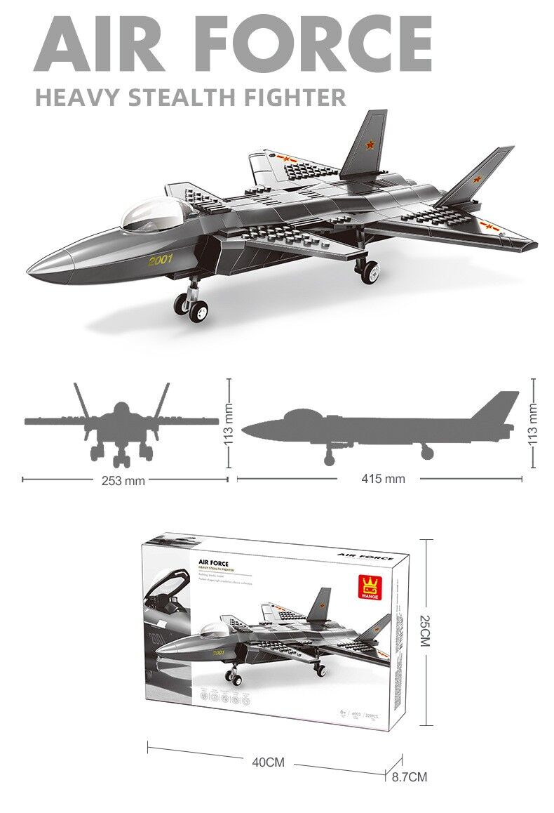 Christmas gift J-20 Stealth Fighter Jet Building Blocks Set, 229 Pieces Military Aircraft Model Kit for Kids Aged 6+ & Enthusiasts(J20 fighter)