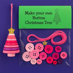 Christmas gift Christmas Button Ornament - Festive Santa Design Craft Kit (green Christmas tree)