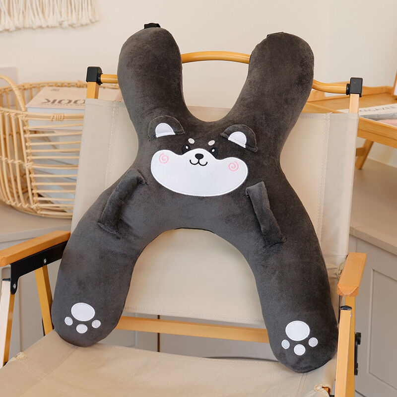 Christmas gift for kids-Kids Travel Pillow, Ergonomic Plush Support for Car Rides, Comfortable Sleep Companion for Children(black dog)