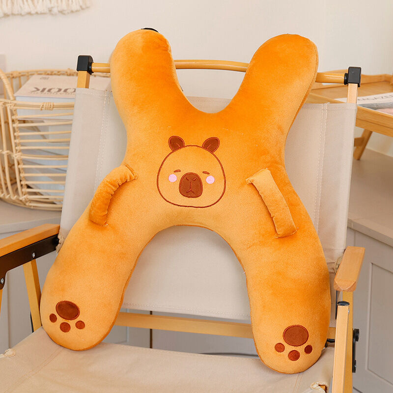 Christmas gift for kids-Kids Travel Pillow, Ergonomic Plush Support for Car Rides, Comfortable Sleep Companion for Children(brown Capibala)