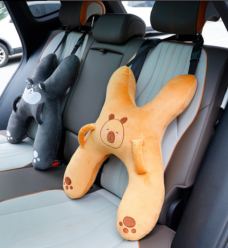 Christmas gift for kids-Kids Travel Pillow, Ergonomic Plush Support for Car Rides, Comfortable Sleep Companion for Children(pink dog)