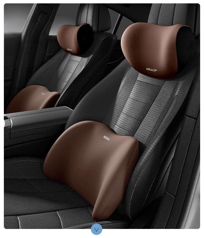 Christmas gift Car Headrest & Lumbar Support Set, Ergonomic Plush Cushion for Driver & Passenger, Comfort & Spine Protection for Long Drives(grey)