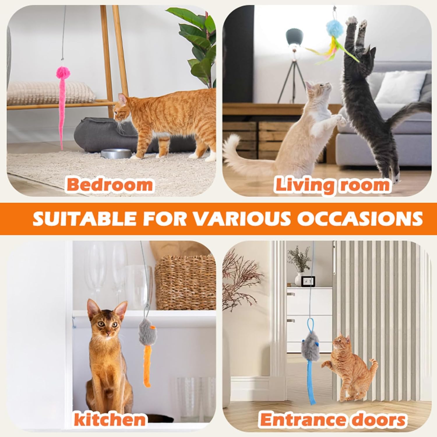 Rechargeable Electric Cat Teaser with Remote: Interactive 2-Mode Door Clip Toy for Australian Cats’ Exercise & Fun (Blue)