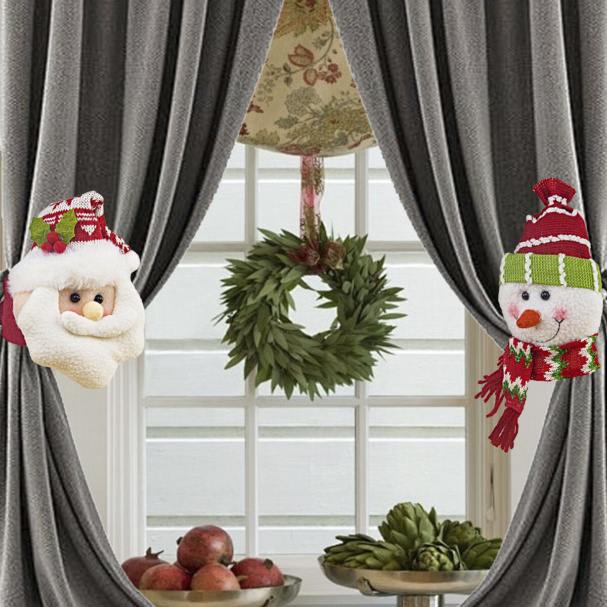 Christmas gift Warm Christmas Atmosphere - Festive Curtain Tie Decorations - Santa & Snowman Designs - Cozy Knitted Fabric(Santa Claus)
