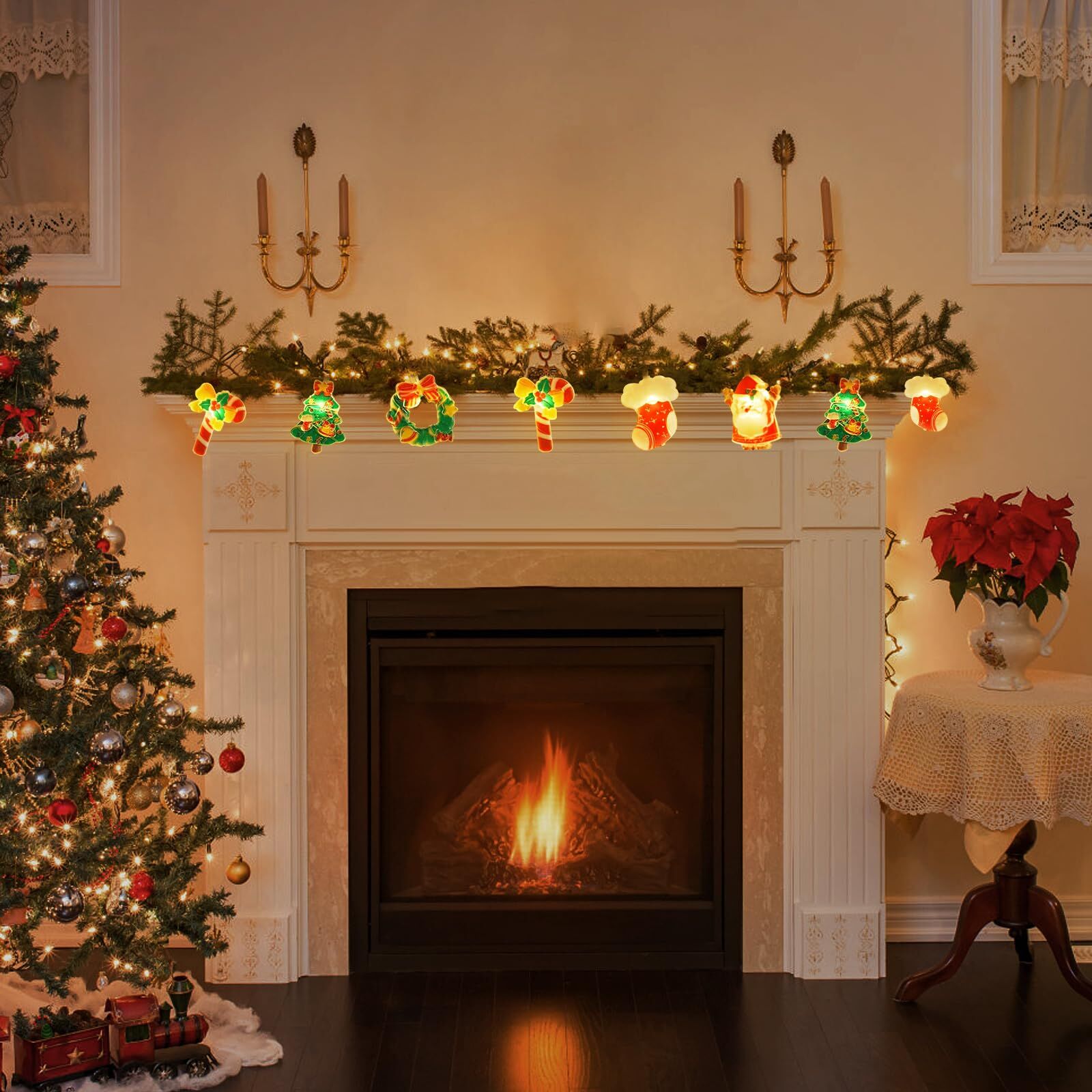 6M 40-LED Christmas Fairy String Lights: Santa/Snowman/Wreath Battery-Powered Warm White Decor for Home/Party