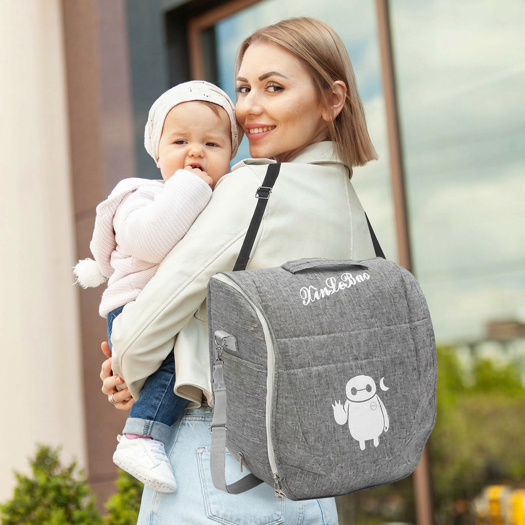 Portable Baby Travel Bassinet with Mosquito Net & Canopy – Foldable Infant Bed, Lightweight Carry Bag (Grey)