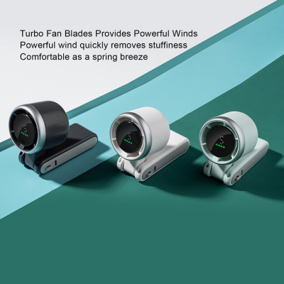 Portable Turbo Handheld Fan with Digital Display – 5-Speed Rechargeable Mini Fan, 3600mAh Battery, Foldable & Neck Strap Design for Outdoor Travel and Daily Use(Green)