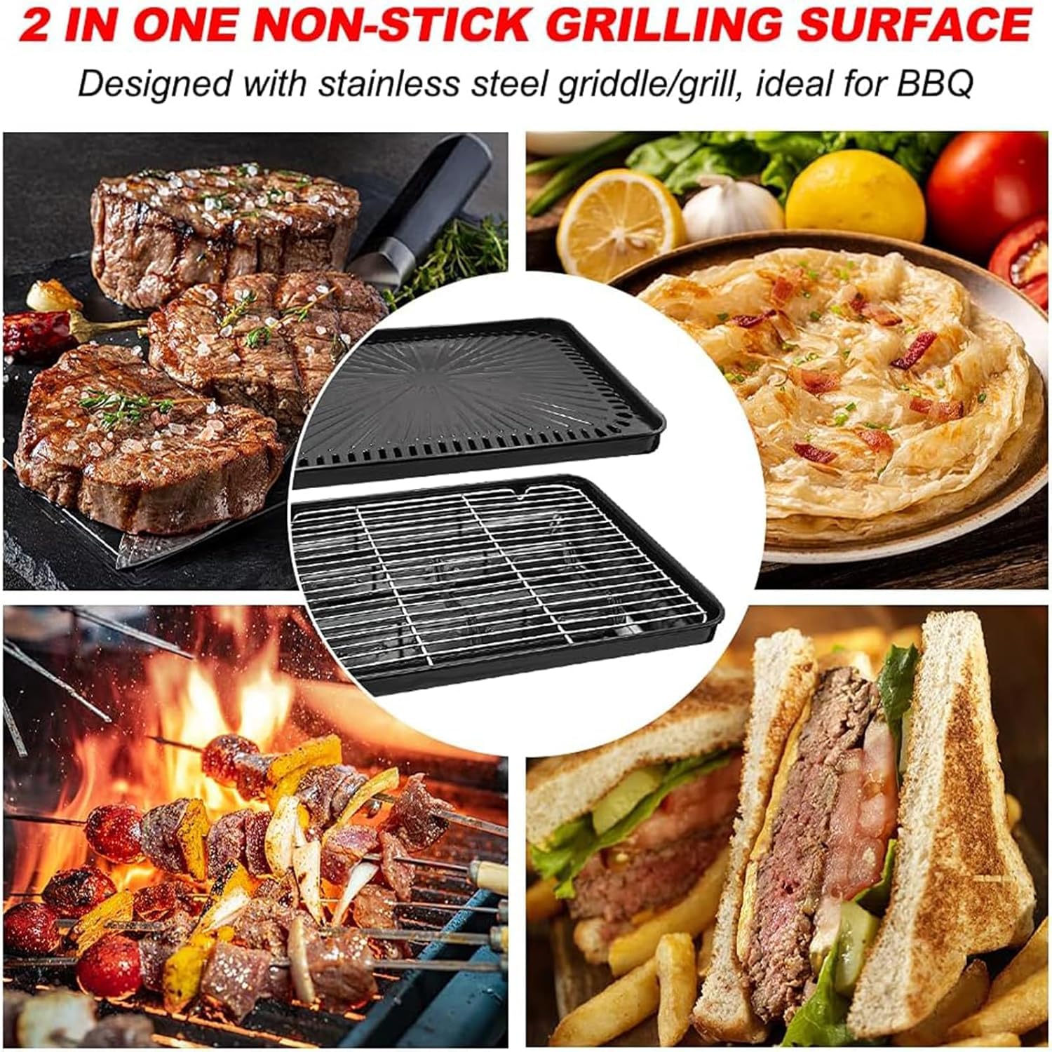 Portable Gas Grill with Removable Grate & Carry Case – Dual Fuel Outdoor Stove for Camping, Backyard BBQs & Beach Picnics (Black)