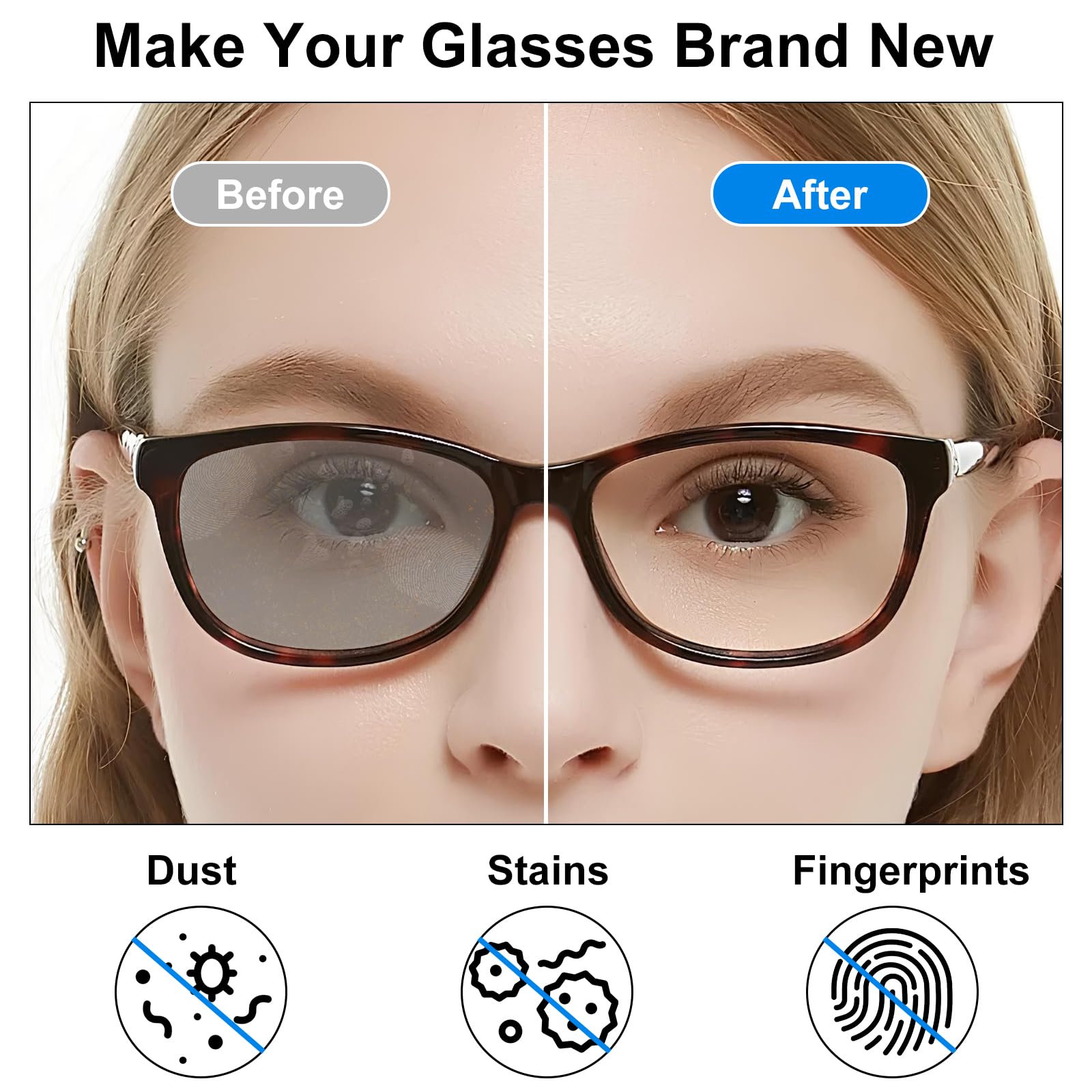 All-in-One Portable Glasses Cleaning Kit with Spray, Brush & Microfiber Cloth – Compact Lens Cleaner for Eyeglasses, Phone Screens, and More (White)