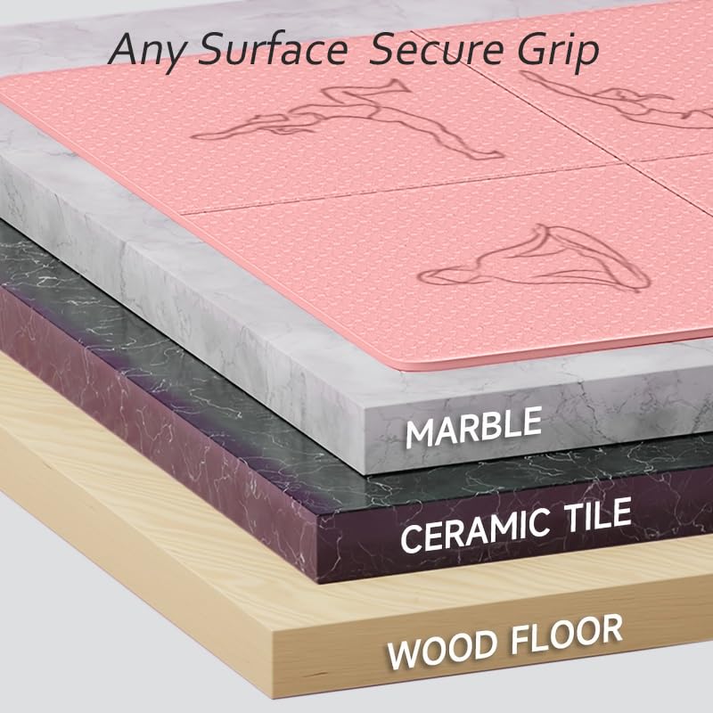 Portable Foldable Yoga Mat – Dual-Sided Non-Slip TPE Exercise Mat for Yoga, Pilates, Kids Nap & Travel (Green) | Other Colors Available in Store