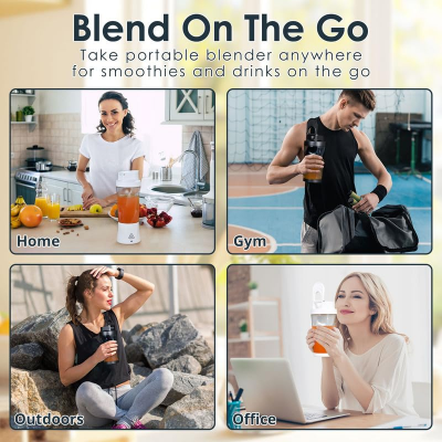 Portable Blender with 360W Motor – Wireless 24oz Juicer, USB-C Rechargeable, Self-Cleaning, 6-Blade, BPA-Free (Black Transparent) | Other Colors Available in Store