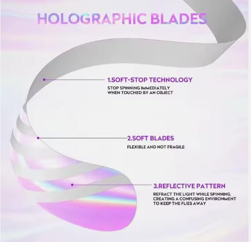 Rechargeable Anti-Fly Fan for Table – Foldable Holographic Blade Insect Repeller with Soft-Stop Safety, USB Charging for Indoor Outdoor Use, Picnic, BBQ, Kitchen, and Camping (Black)