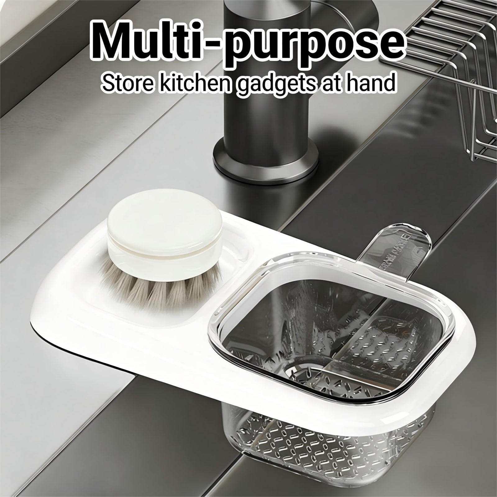 2-Pack Kitchen Sink Drain Basket – White Suction Mount Strainer for Food Waste, Tea Leaves & Vegetables – Space-Saving Filter with Top Storage (White)