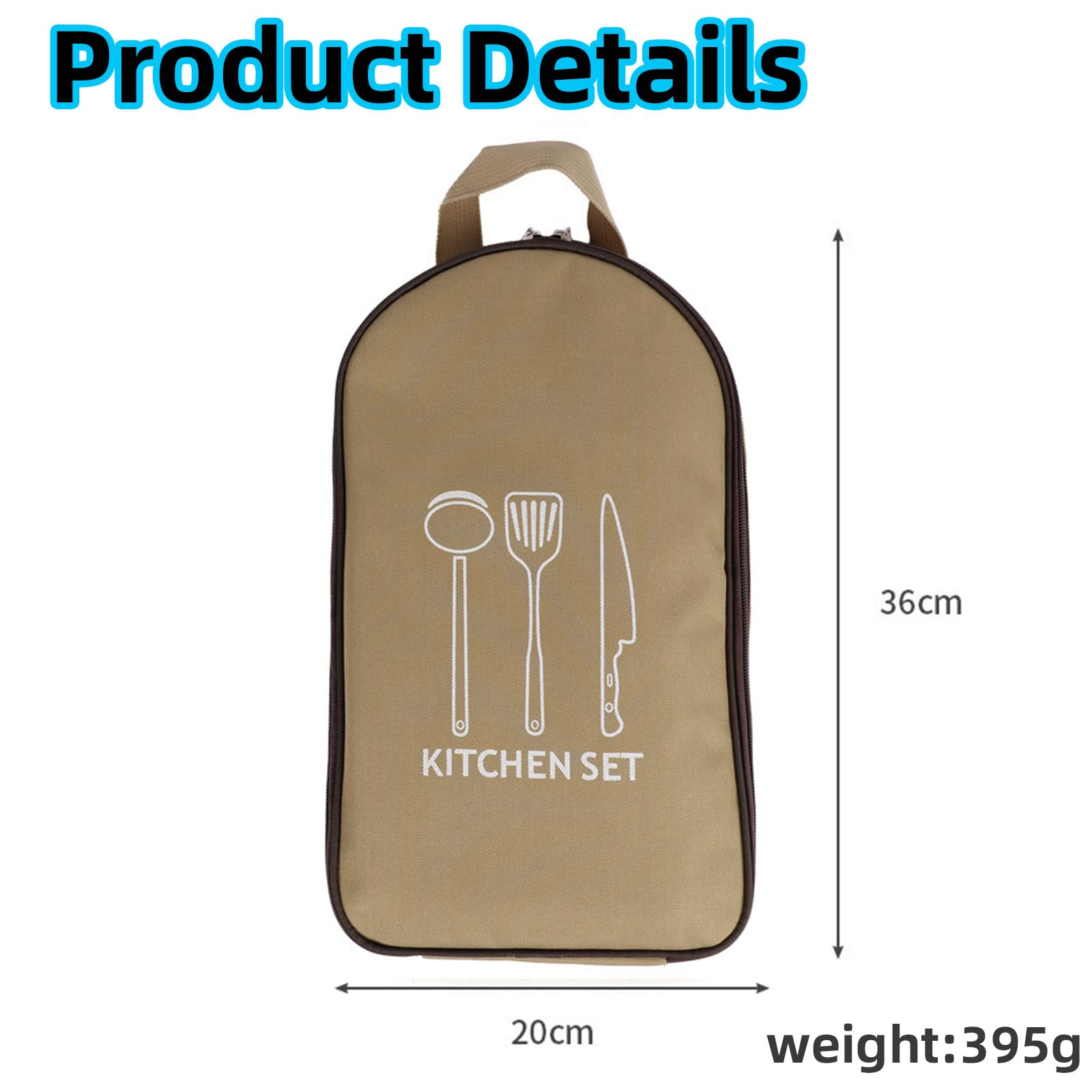 Multi-Functional Outdoor Kitchen Utensil Organizer – Durable Travel Storage Bag with Elastic Straps, Mesh Pockets & Carry Handle, Compact Size (Khaki)