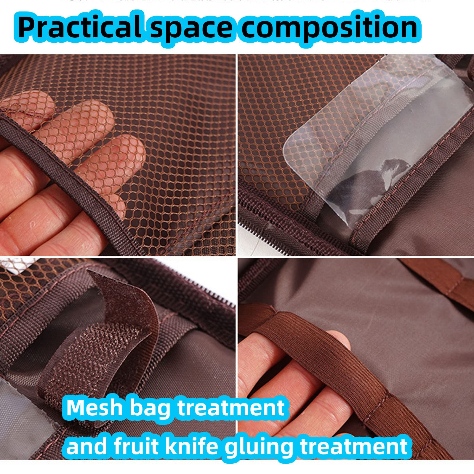 Multi-Functional Outdoor Kitchen Utensil Organizer – Durable Travel Storage Bag with Elastic Straps, Mesh Pockets & Carry Handle, Compact Size (Brown)