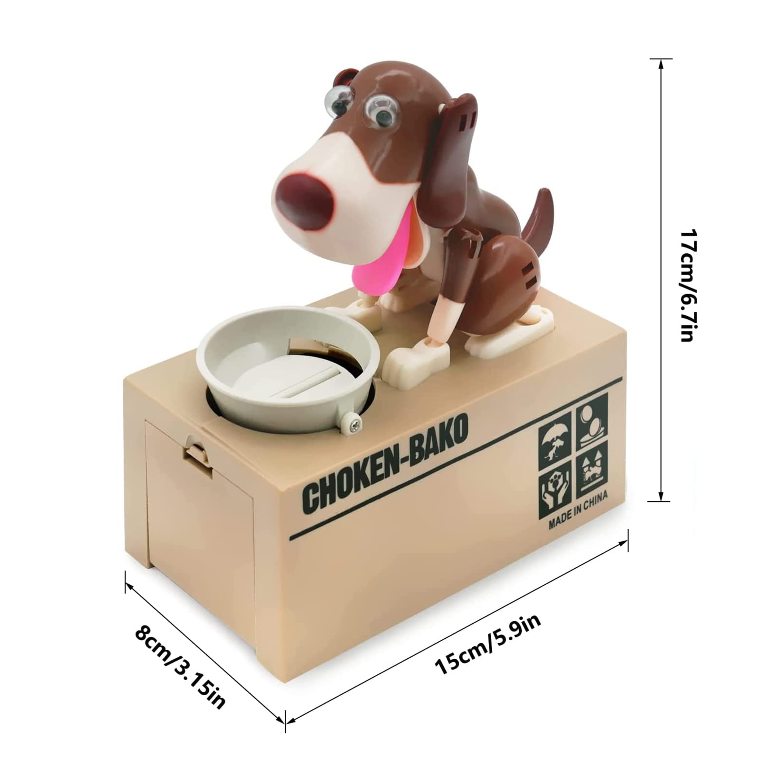 Interactive Dog Coin Bank – Automatic Electric Money Saving Piggy Bank with Moving Dog Design – Fun Kids Gift & Desk Decor (Coffee)