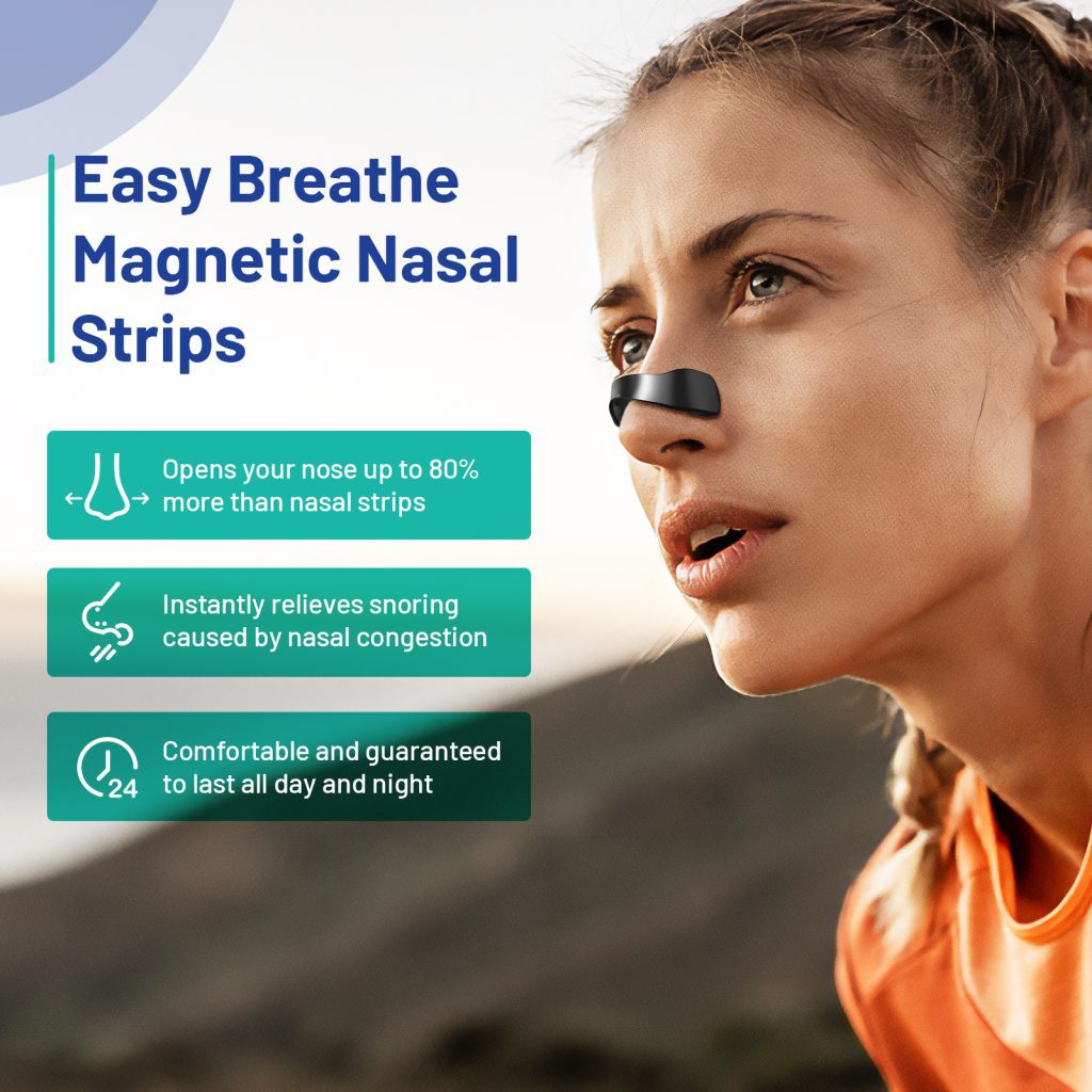 Black Magnetic Nasal Strips Kit (15-Day Supply): Breath Support with Reusable Bands & Adhesive Tabs – Enhance Oxygen Flow, Reduce Snoring, Improve Sleep