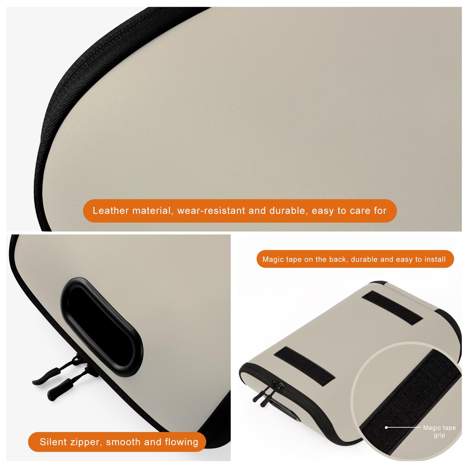 Car Shoe Storage Box – Portable Leather-Look Organizer for Passenger Seat or Trunk, Dustproof and Moisture-Resistant with Zipper and Handle (Beige)