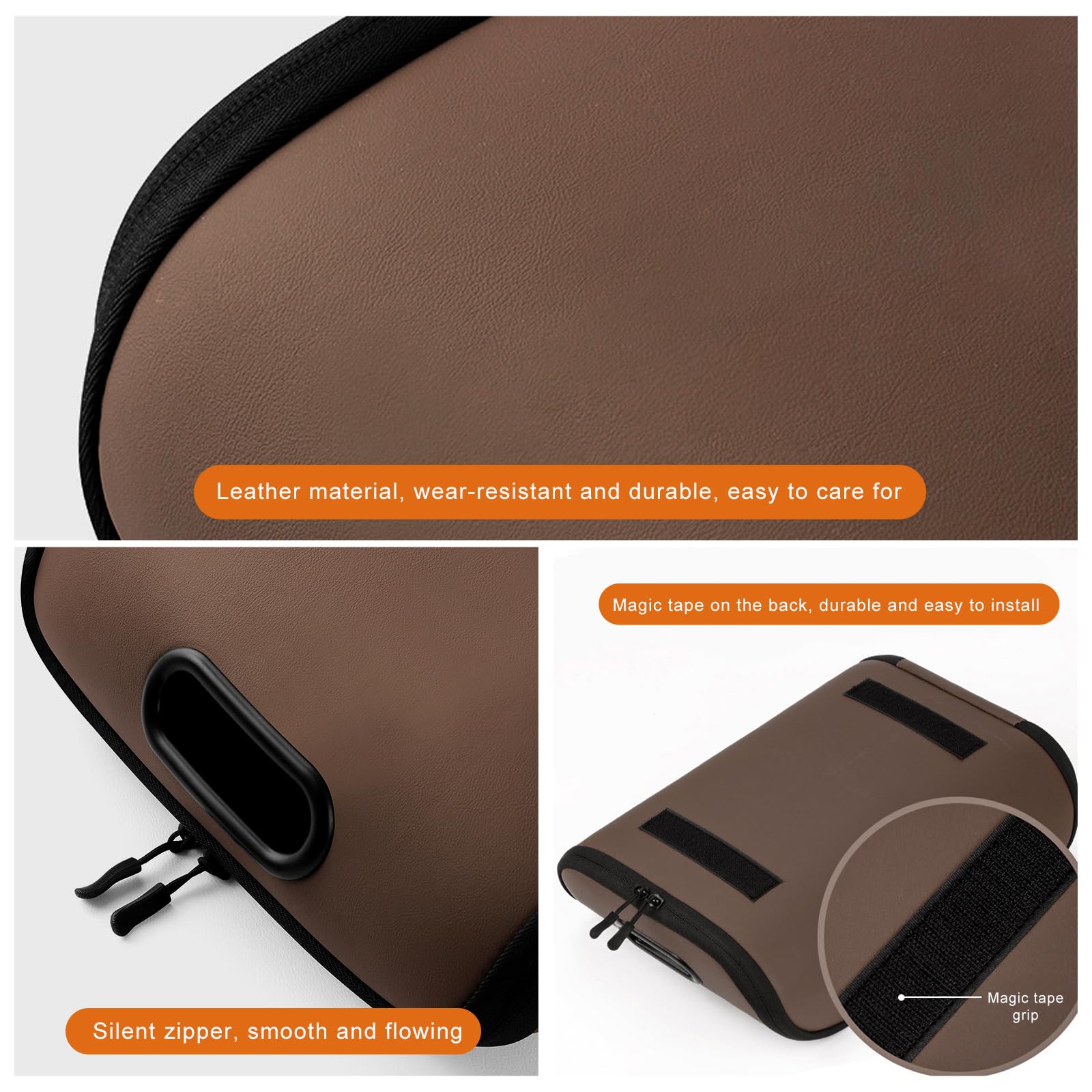 Car Shoe Storage Box – Portable Leather-Look Organizer for Passenger Seat or Trunk, Dustproof and Moisture-Resistant with Zipper and Handle (Brown)