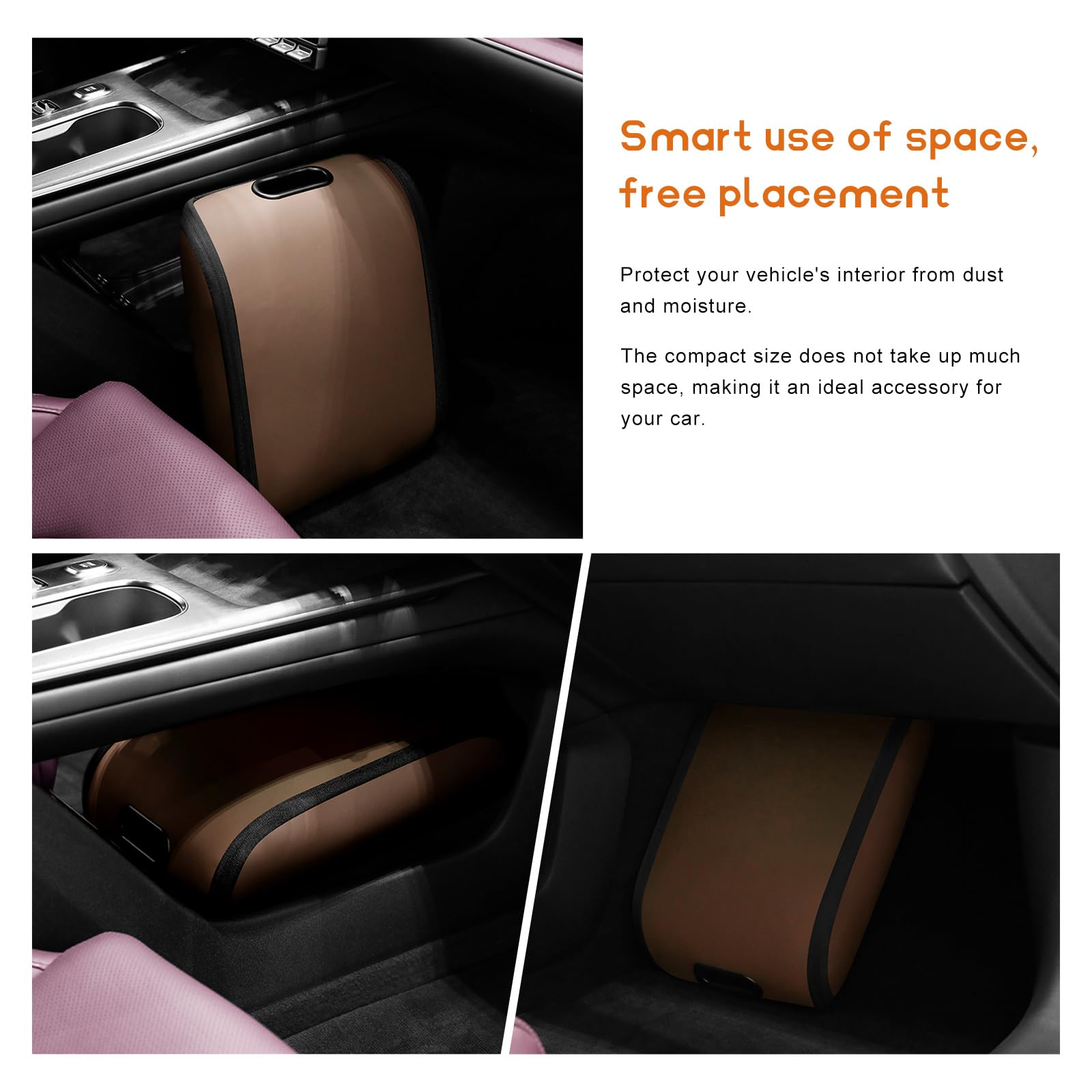 Car Shoe Storage Box – Portable Leather-Look Organizer for Passenger Seat or Trunk, Dustproof and Moisture-Resistant with Zipper and Handle (Brown)