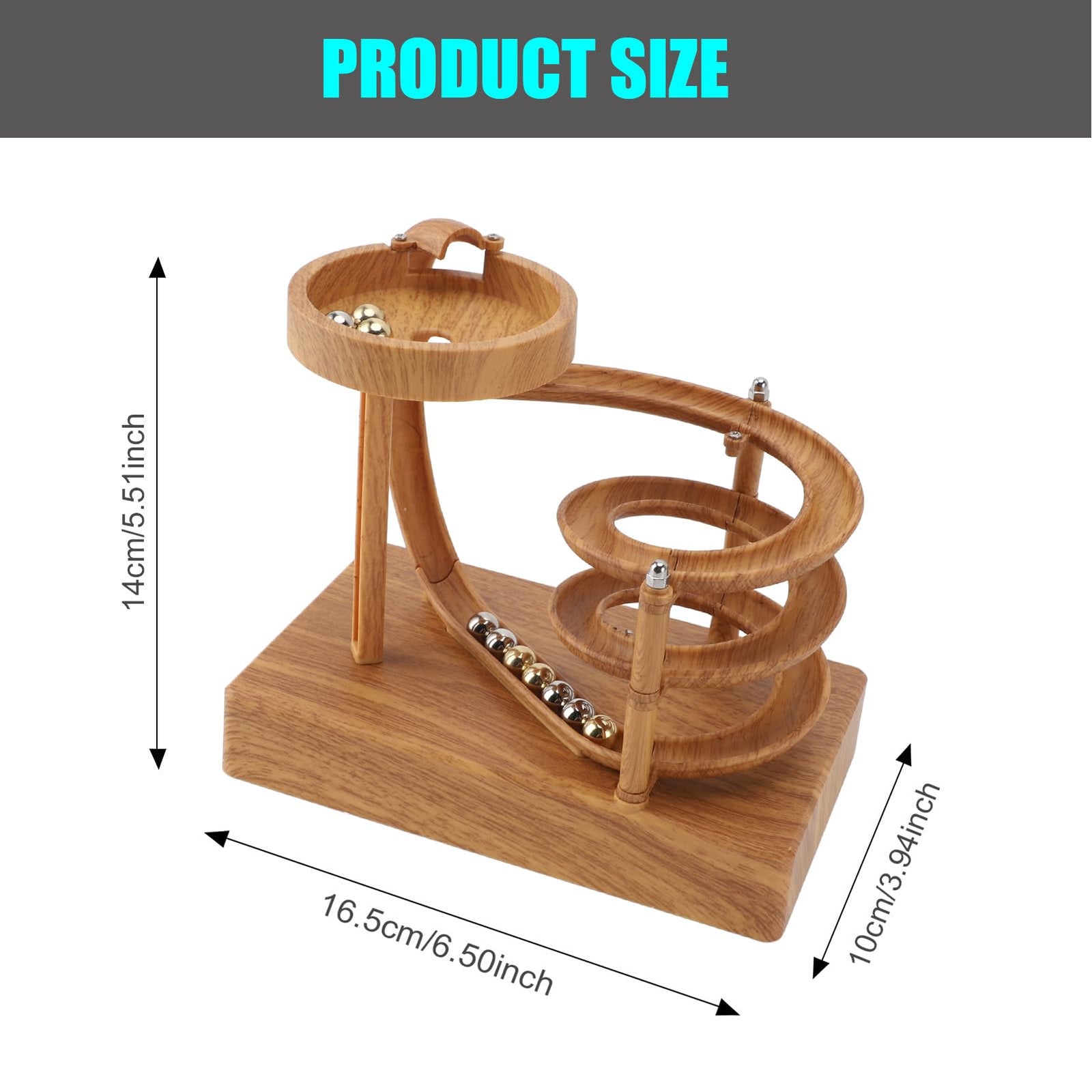Electromagnetic Perpetual Motion Toy with Built-in Battery – Scientific Desk Decor, Stress Relief & Cat Play Item, Continuous Rolling Ball Art (Wooden)