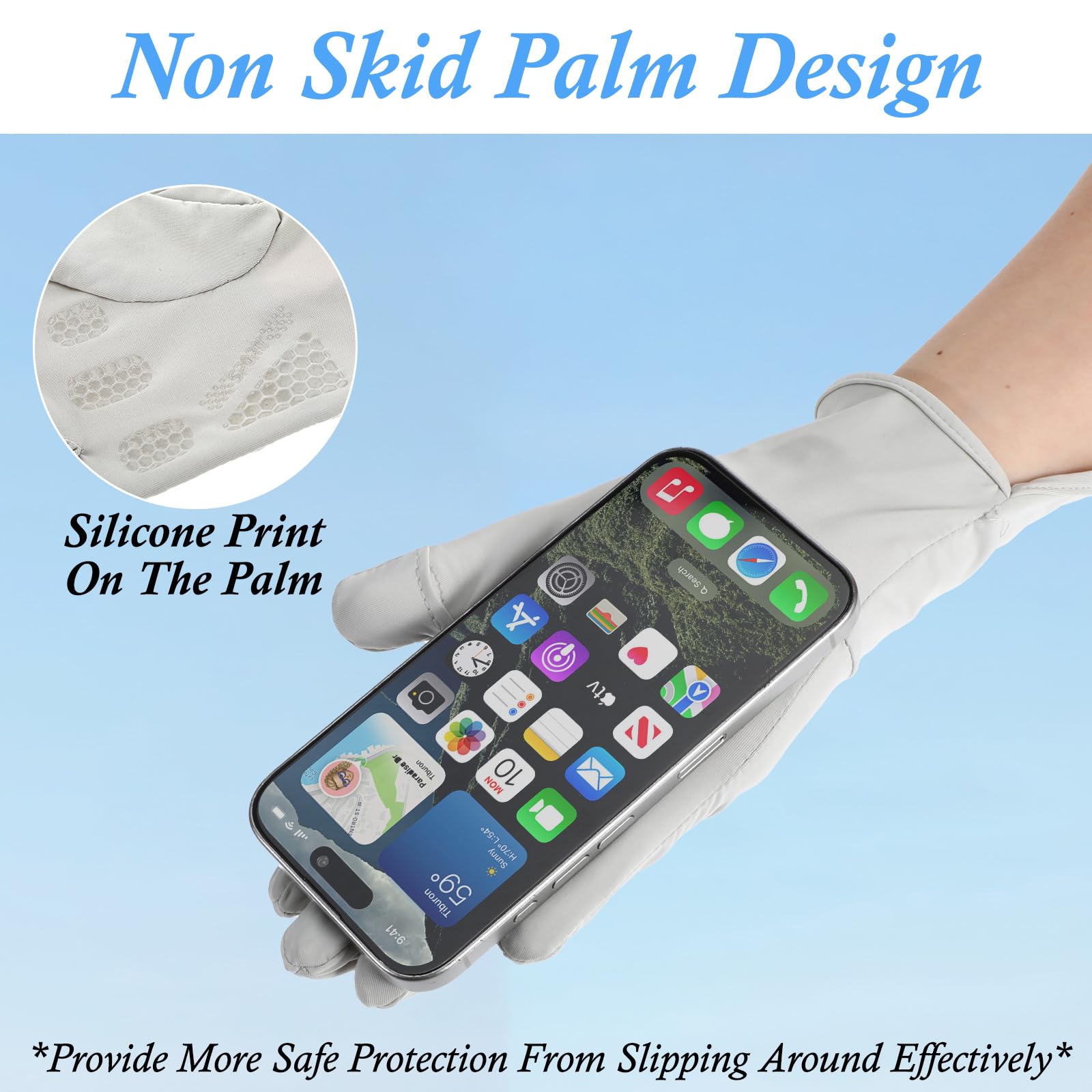 UV Protective Driving Gloves for Women – UPF 50+ Sunscreen Gloves with Touchscreen Function & Anti-Slip Palm, Long Cuff for Hiking, Cycling, Fishing, Golfing (Beige)