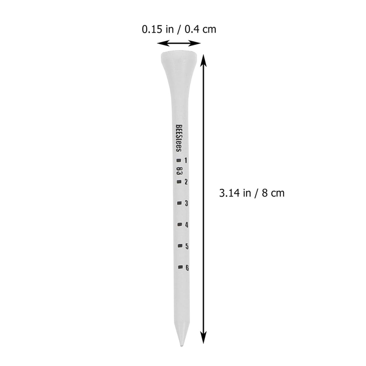 Golf Tee Pack of 100 with Measurement Scale – White Plastic Tees for Driving Range, Practice & Tournament Use (White)