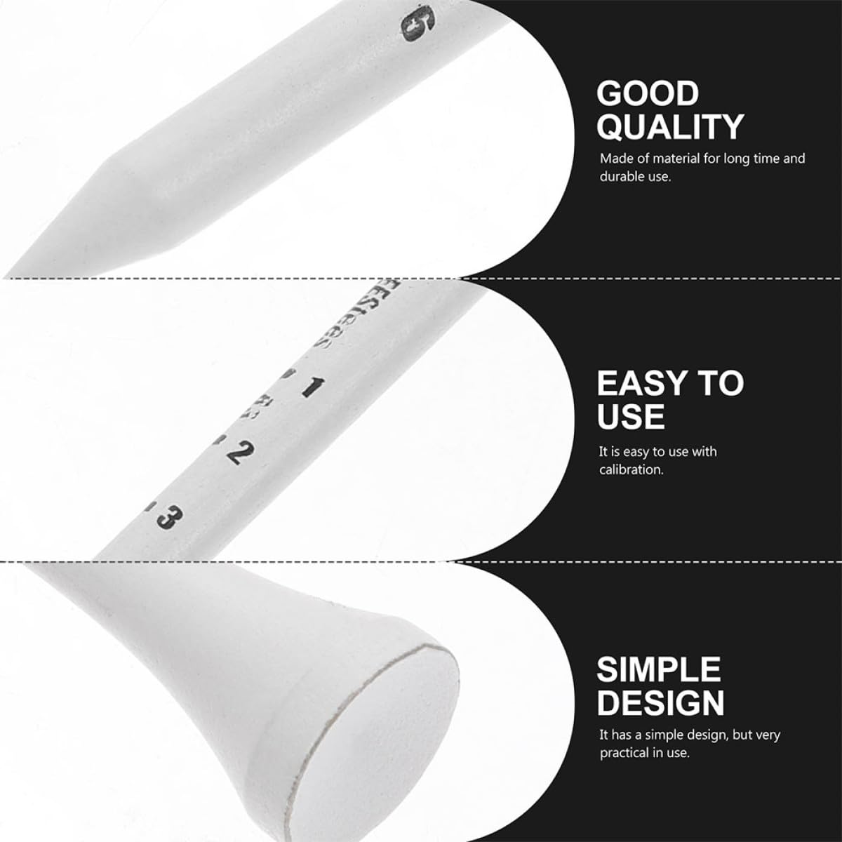 Golf Tee Pack of 100 with Measurement Scale – White Plastic Tees for Driving Range, Practice & Tournament Use (White)