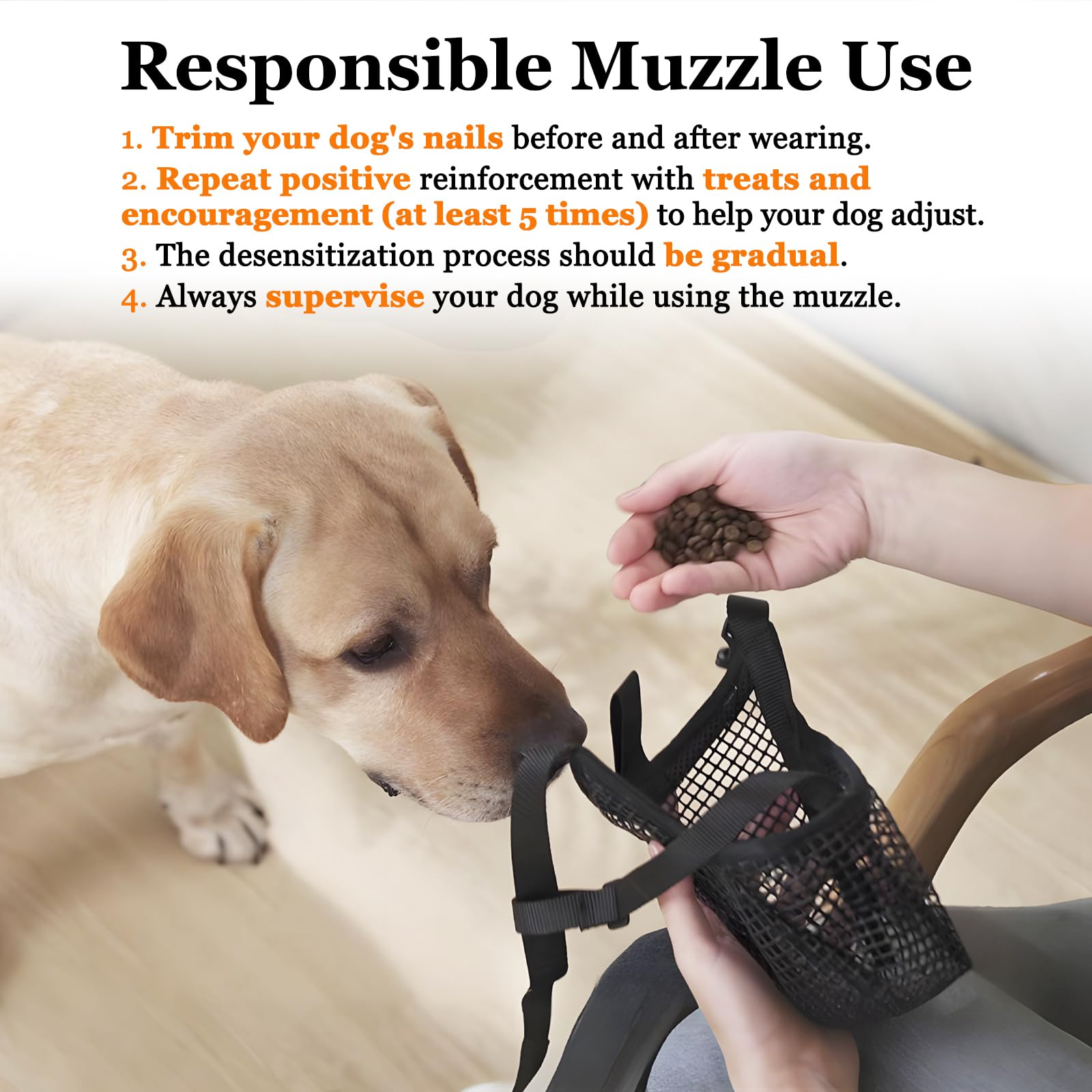 Soft Mesh Dog Muzzle for Small Medium Large Dogs – Breathable Adjustable Anti-Bite Chewing Guard with Overhead Strap – Fits Labrador, German Shepherd, Golden Retriever – 5 Sizes (Grey,L)