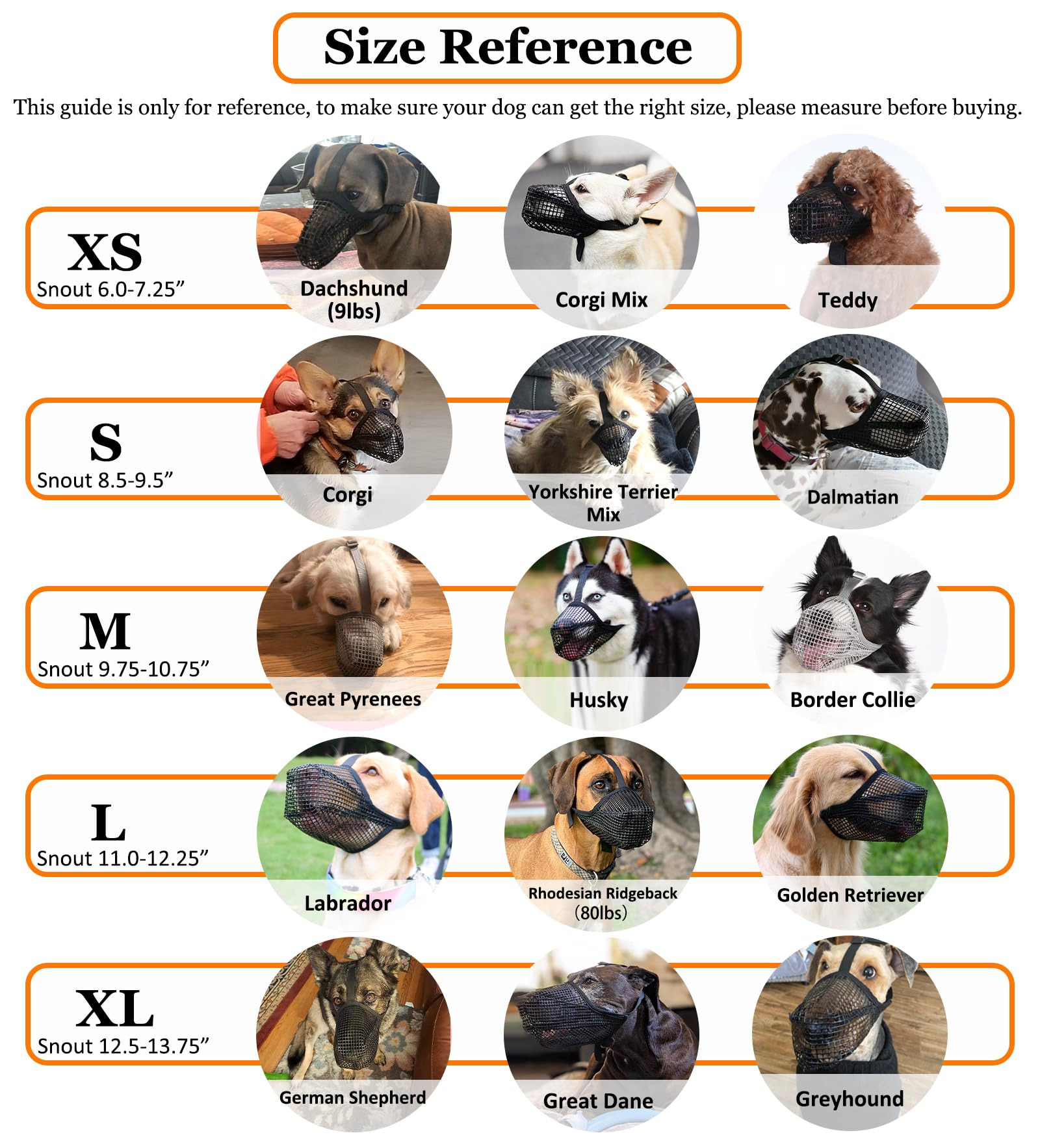 Soft Mesh Dog Muzzle for Small Medium Large Dogs – Breathable Adjustable Anti-Bite Chewing Guard with Overhead Strap – Fits Labrador, German Shepherd, Golden Retriever – 5 Sizes (Grey,L)