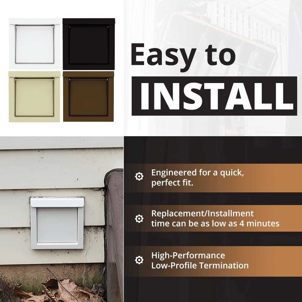 Black 4-Inch Dryer Vent Cover – Outdoor Wall Exhaust for Clothes Dryer & Bathroom Fan | Durable Galvalume Steel with Quiet Damper | Other Colours Available In-Store