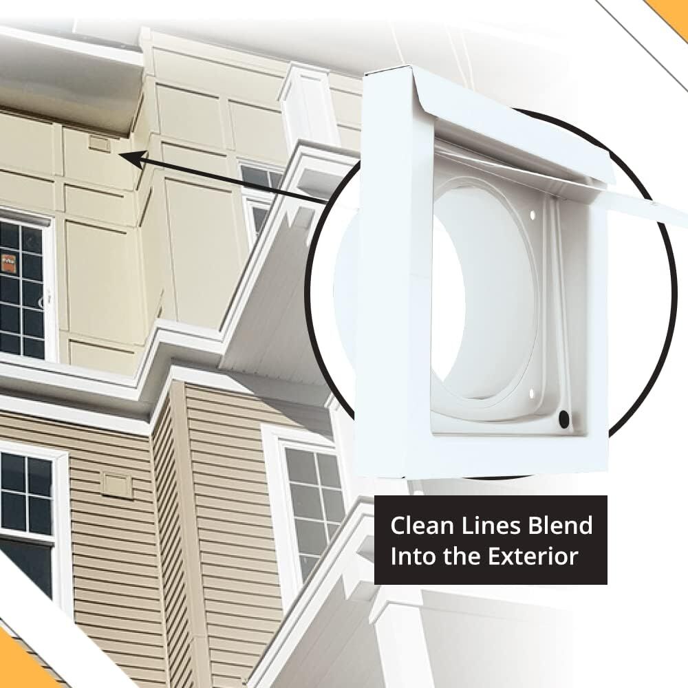 White 4-Inch Dryer Vent Cover – Outdoor Wall Exhaust for Clothes Dryer & Bathroom Fan | Durable Galvalume Steel with Quiet Damper | Other Colours Available In-Store