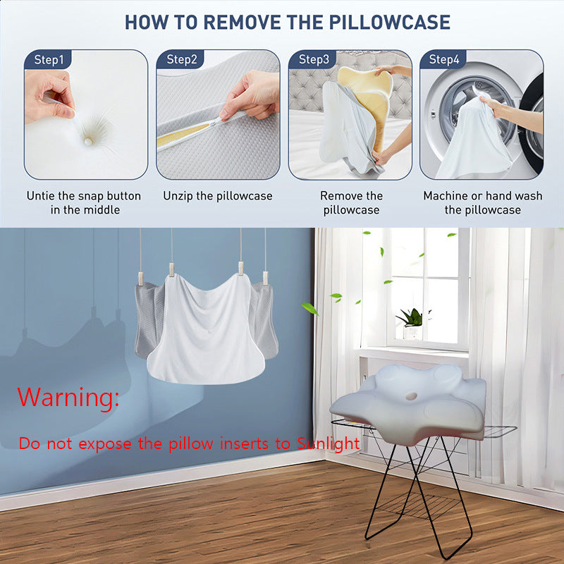 High-Performance Butterfly Memory Foam Pillow – 15° Cervical Support, Cooling Gel Cover, Ergonomic Contour Design for Neck Pain Relief & Deep Sleep – Ideal for Side & Back Sleepers (White & Gray)