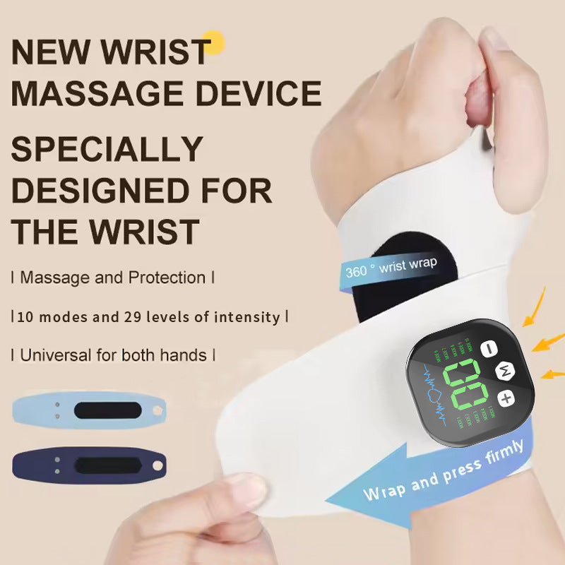 Smart Wrist Massage Brace with 10 Modes & 29 Intensity Levels – Rechargeable Heat Therapy and TENS for Pain Relief, Carpal Tunnel Support, and Joint Comfort (White) | Blue Version Available In-Store