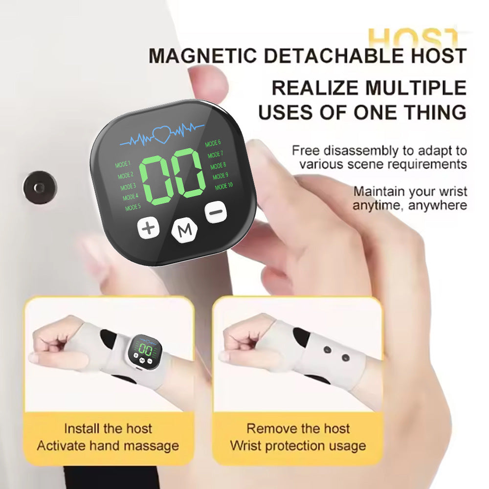 Smart Wrist Massage Brace with 10 Modes & 29 Intensity Levels – Rechargeable Heat Therapy and TENS for Pain Relief, Carpal Tunnel Support, and Joint Comfort (White) | Blue Version Available In-Store
