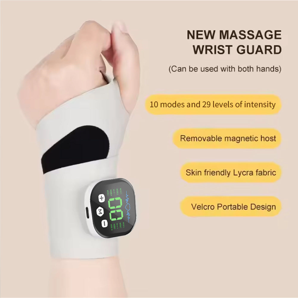 Smart Wrist Massage Brace with 10 Modes & 29 Intensity Levels – Rechargeable Heat Therapy and TENS for Pain Relief, Carpal Tunnel Support, and Joint Comfort (White) | Blue Version Available In-Store