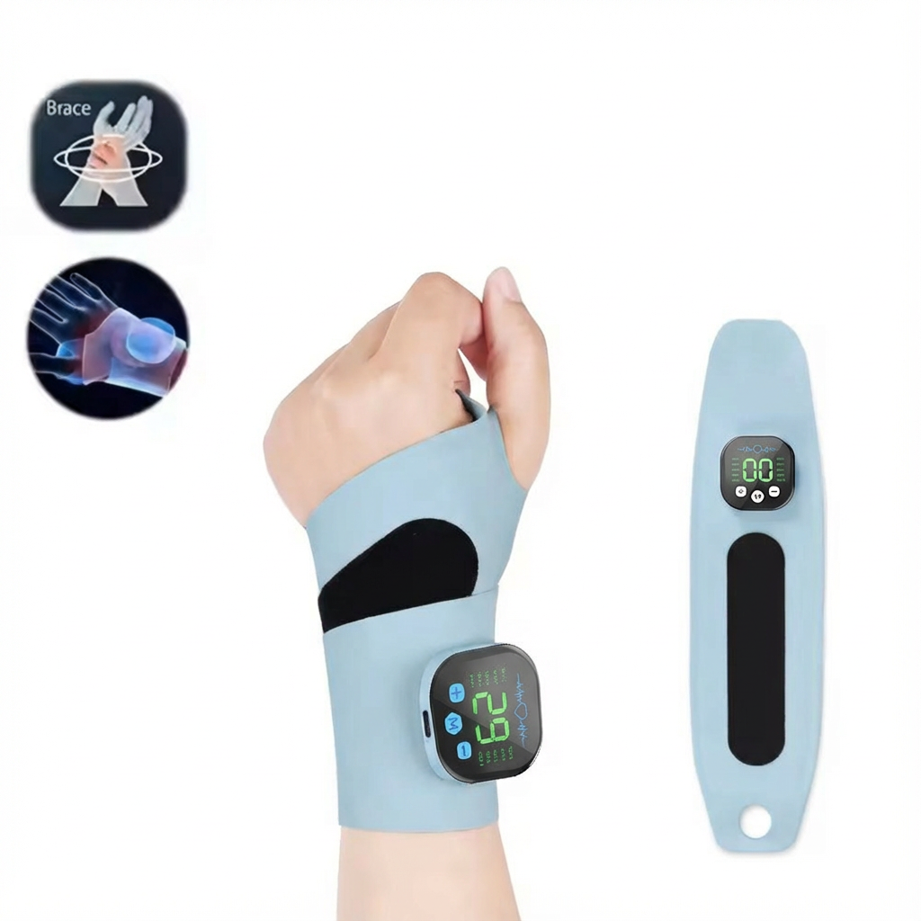 Smart Heated Wrist Support with Vibration Massage – 3 Heat Levels & 10 Modes for Comfort, Recovery & Daily Use (Blue) | White Version Available In-Store