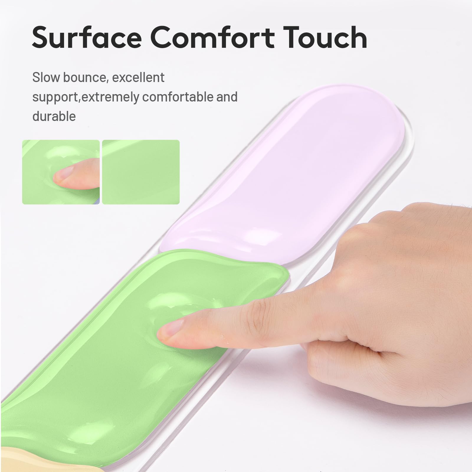 Ergonomic Gel Wrist Rest Set – Keyboard and Mouse Support Pad with Soft Cushioning for Office, Work, Gaming, and Study – Anti-Slip Base, Comfortable Design (Pink-Green-Orange)