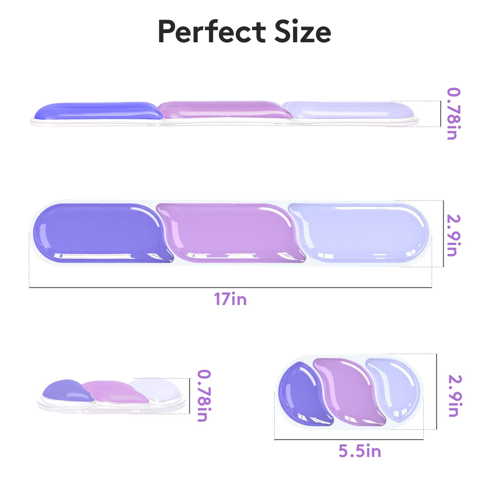 Ergonomic Gel Wrist Rest Set – Keyboard and Mouse Support Pad with Soft Cushioning for Office, Work, Gaming, and Study – Anti-Slip Base, Comfortable Design (Purple)