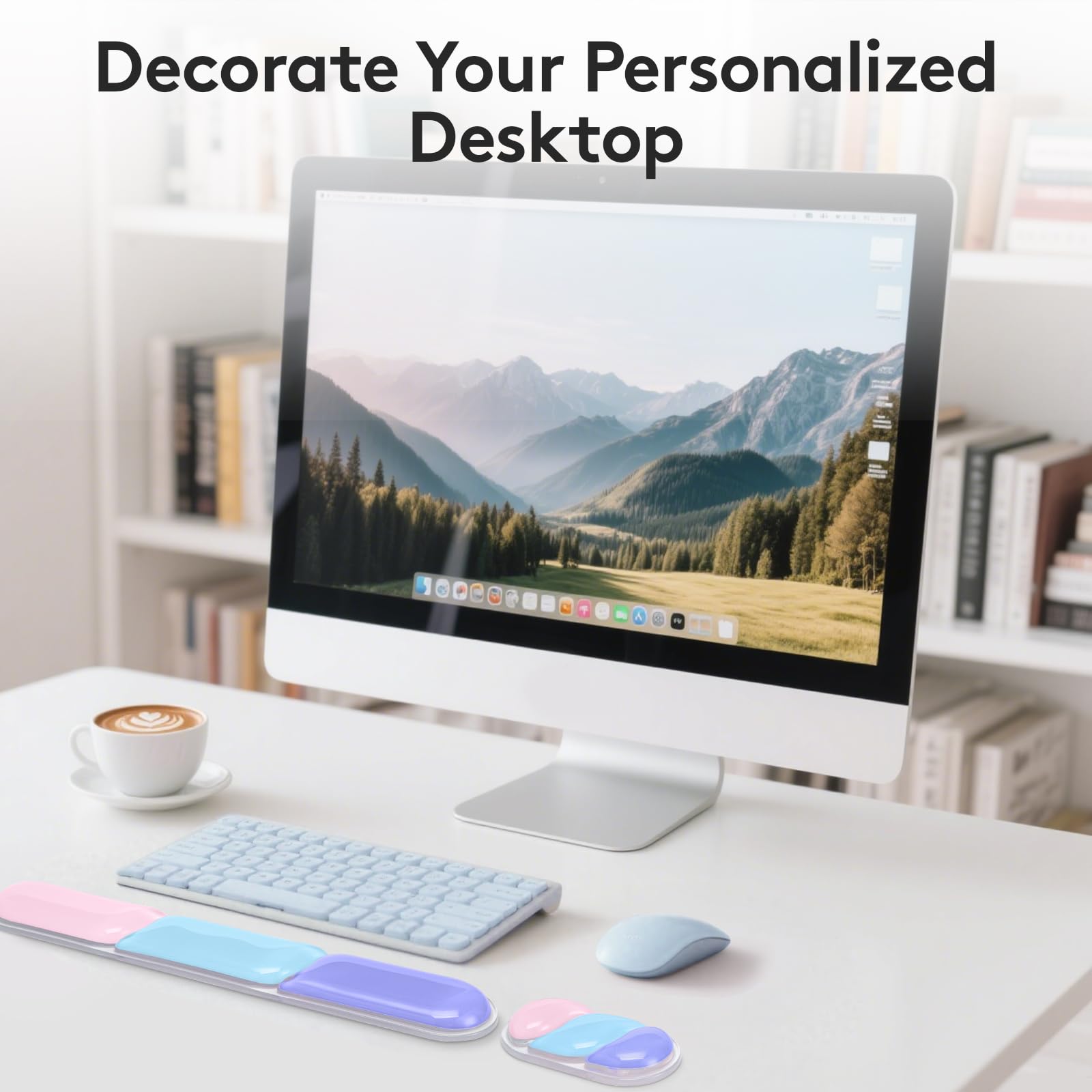 Ergonomic Gel Wrist Rest Set – Keyboard and Mouse Support Pad with Soft Cushioning for Office, Work, Gaming, and Study – Anti-Slip Base, Comfortable Design (Purple-Blue-Pink)