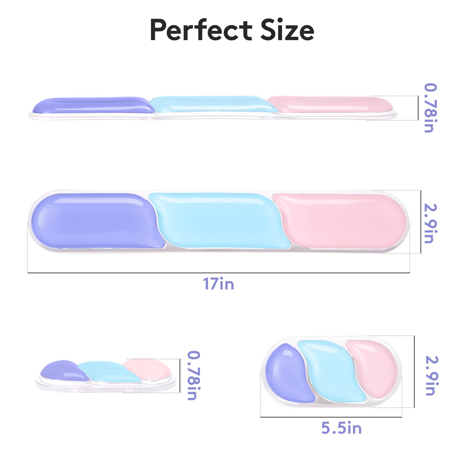 Ergonomic Gel Wrist Rest Set – Keyboard and Mouse Support Pad with Soft Cushioning for Office, Work, Gaming, and Study – Anti-Slip Base, Comfortable Design (Purple-Blue-Pink)