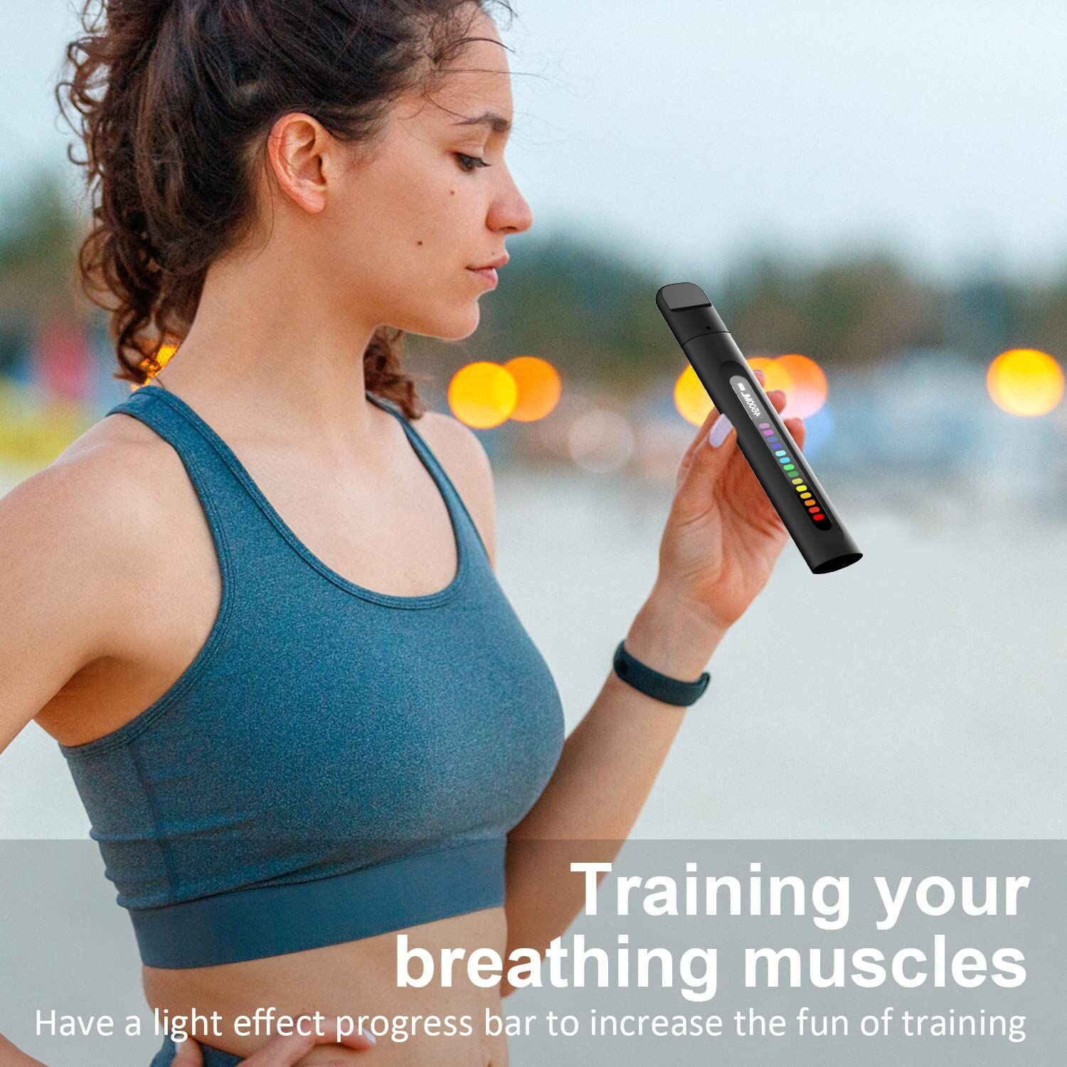Portable Smart Breathing Trainer – Rechargeable Respiratory Exercise Device with LED Progress Bar | Boost Lung Capacity & Endurance for Athletes, Runners & Fitness Enthusiasts